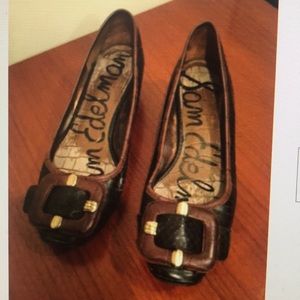 Sam Edelman 6 black pumps brown buckle